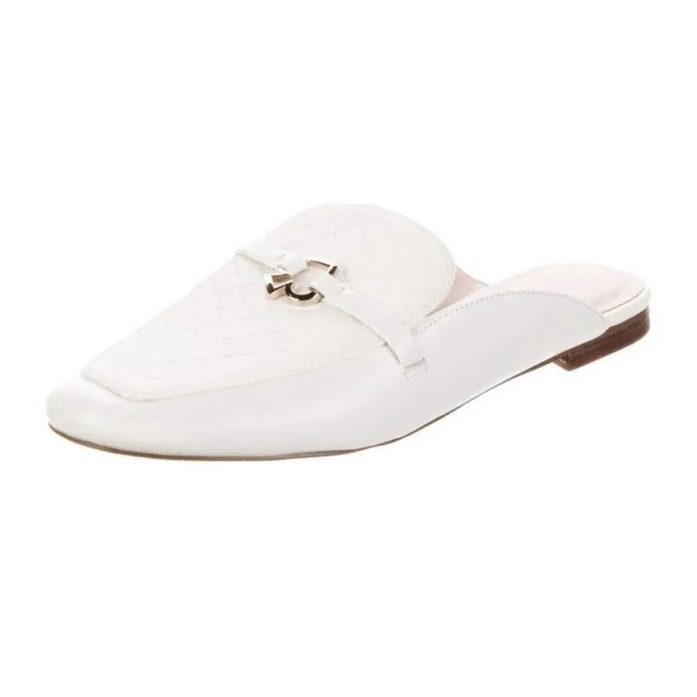 Kate Spade Authentic Colada Spade Solid White Leather Slides Flat Mules 7